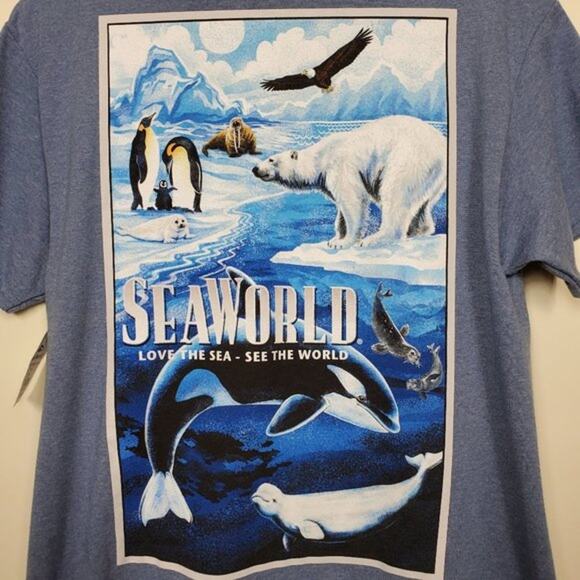SeaWorld Unisex Graphic T Shirt Blue Size M Short Sleeve Cotton Blend NEW - Picture 4 of 7